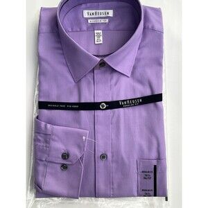 Van Heusen Men’s Lilac Pin Cord Dress Shirt 16.5 36/37 New Long Sleeve